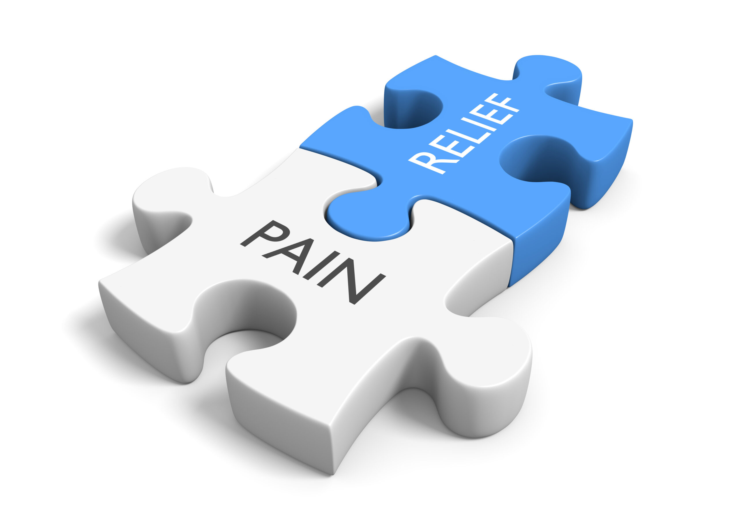Health concept of puzzle pieces illustrating pain relief, 3D ren
